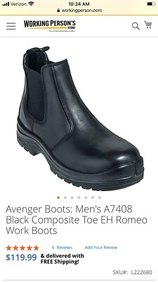 Avenger A7408 Foreman Chelsea Men\'s Black Work Boots Avenger Foreman Chelsea Safety Black Leather Boot Composite  main image 4