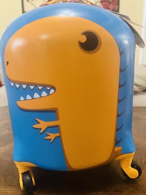 Rockland Hard Side Rolling Kids Junior Spinner Luggage Dinosaur