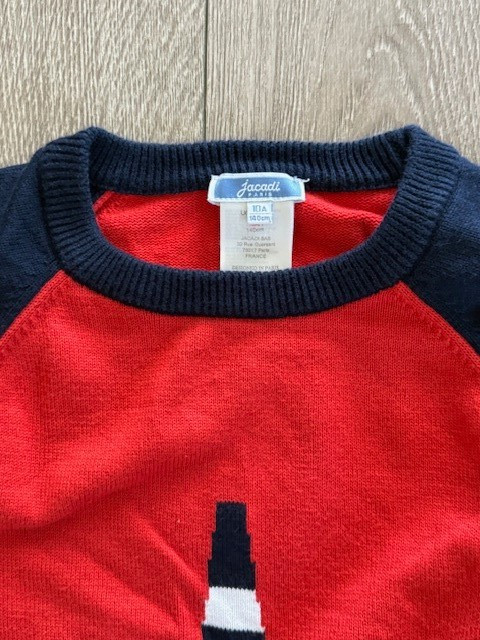 Jacadi Boys Kids 10A 140cm Crew Neck Graphic Cotton Wool Sweater French Paris image 6