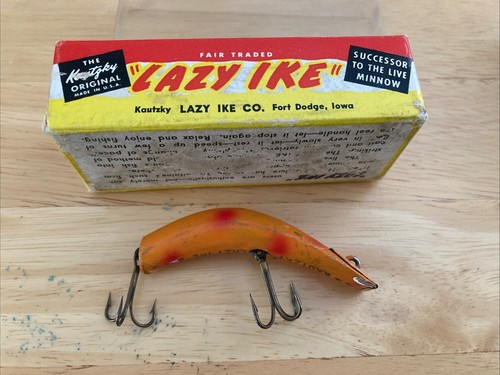 Vintage Kautzky Lazy Ike  KL-27 “Orange” Lazy  Ike Lure w BOX (wooden) - Bild 2 von 6
