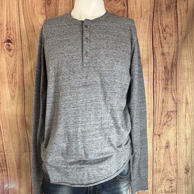 Marine Layer Henley E-Spun Heather Gray Long Sleeves Men's Size M/L