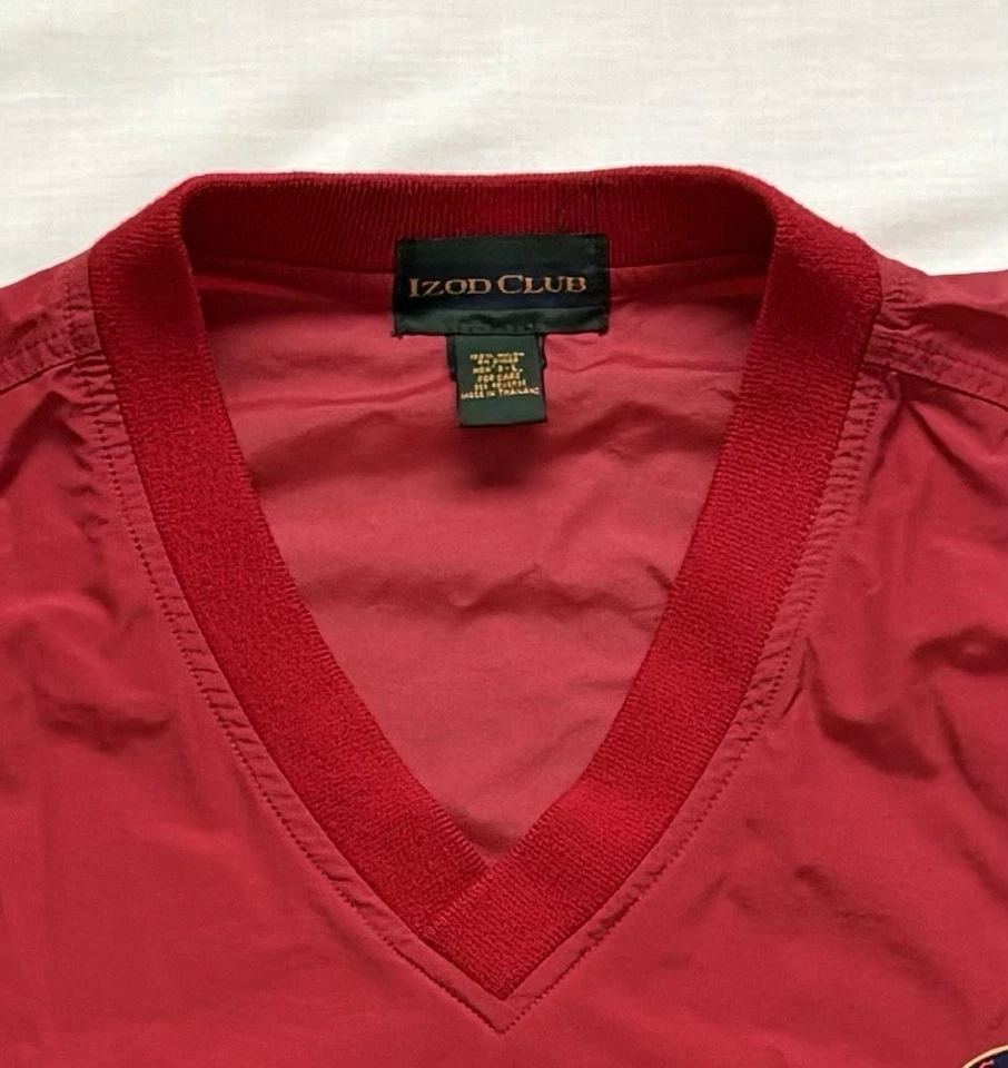 Jaqueta corta-vento de golfe vintage aberta dos EUA tamanho grande por Izod Club bordada anos 90 - Imagem 3 de 4