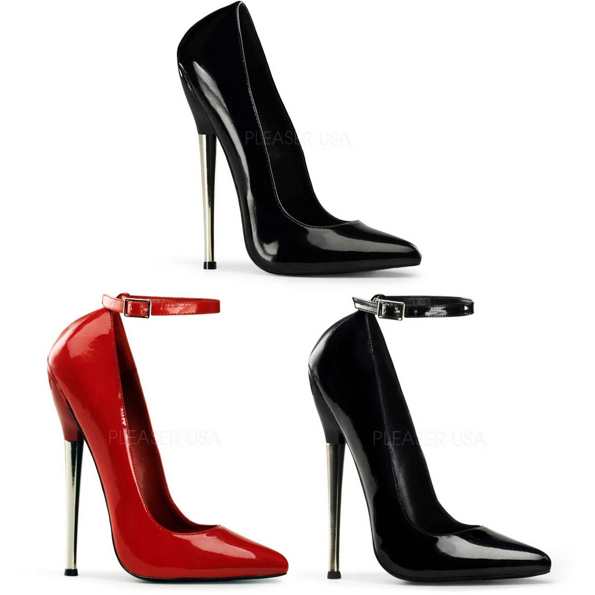 Pleaser Devious Pointed Toe Brass Heel Pumps Extreme Adult Women Dagger01