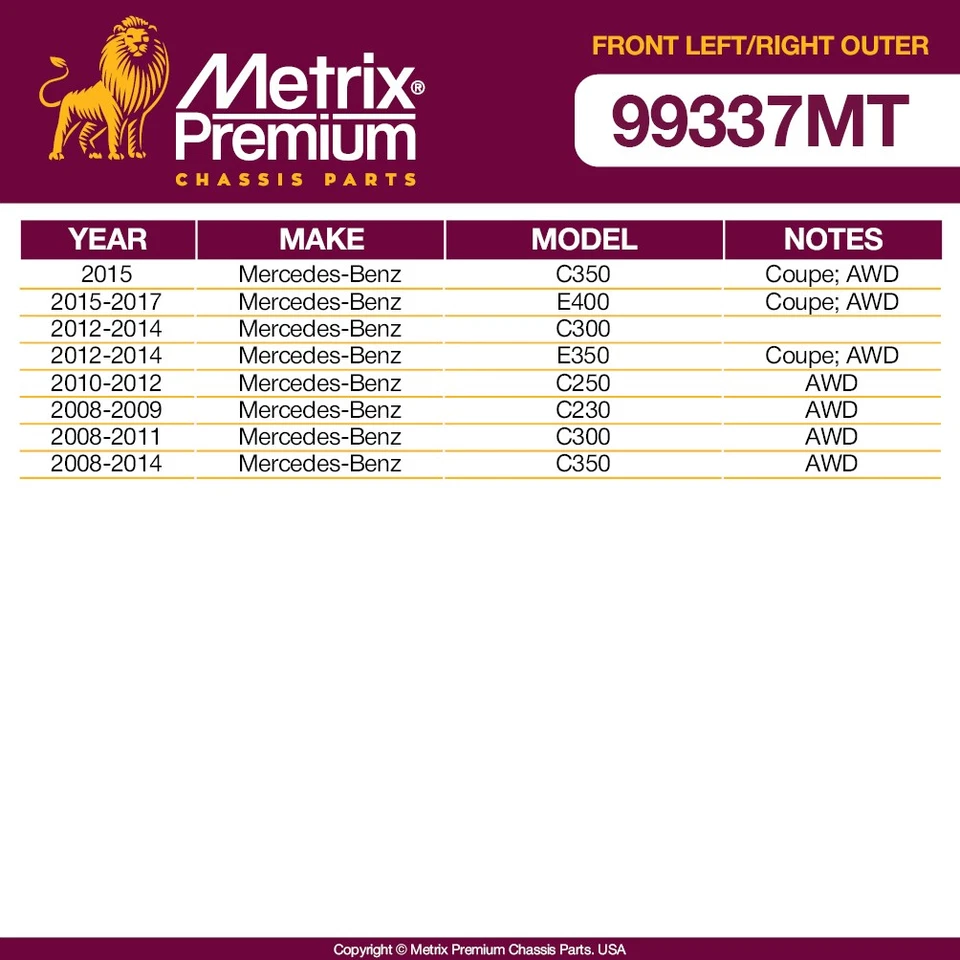Extremos de barra de amarre exterior delantero para Mercedes-Benz C350 AWD E400 AWD C300 E350 C250 AWD Foto 2 de 4