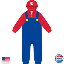 Super Mario Kids Bodysuit Pajamas Boys Long Sleeve Hooded Blanket Sleepwear