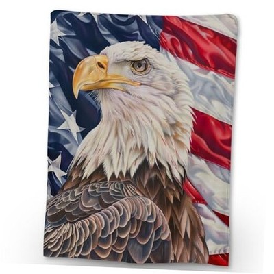 Patriotic Eagle Flannel Throw Blanket, Soft Cozy Lightweight 60×50 Inch Eagle27