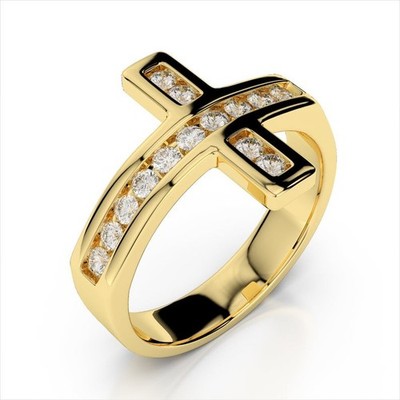 0.24 Ct Round Cut Lab Created Diamond Wedding Ring 14K Solid Yellow Gold B
