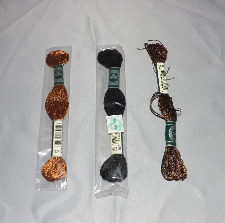 DMC Rayon Floss 30898 30434 and 30310 Browns Lot of Three - Image 2 of 2