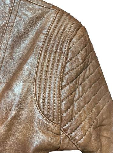 H&M Girls Brown Faux Leather Moto Jacket Size 14 - Picture 6 of 8