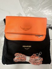 Zadig Voltaire Rock Wing Orange Leather Bag Crystal Wing Crossbody 27x15cm
