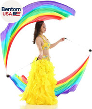 2Pcs 2.5X0.9M/98.43"X35.43" Multi-Color Dance Silk Veil Poi