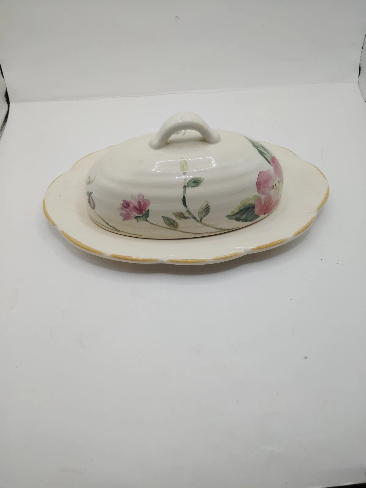 1/4 Lb Covered Butter Dish Silk Rose By Pfaltzgraff
