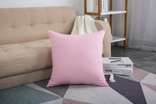 Pillow Sham Cotton Canvas 20x20 Pink Solid Hidden Zipper Couch Living Room Home