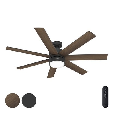 Hunter Fan 60 inch Casual Matte Black Ceiling Fan with Light and Remote Control