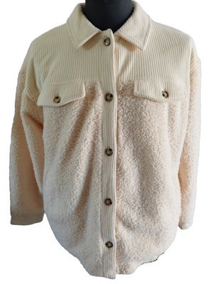 THREAD & SUPPLY Damen Teddyjacke / Shacket Beige, Größe L #
