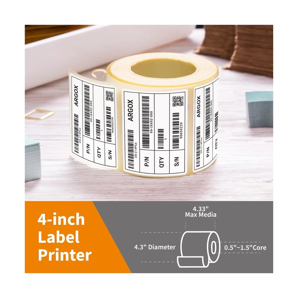 ARGOX OS-214plus Pro Thermal Label Printer 4x6 for Shipping, Barcode, Tags, U... - Image 4 of 4