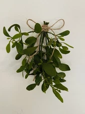 Fresh Mistletoe Twine Bow Christmas Decor Wall Hanger Kiss Me Gift Merry 9"