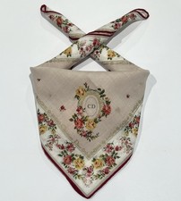 Handkerchiefs Christian Dior Women Scarf Floral Rose Cotton Pocket Square 18  