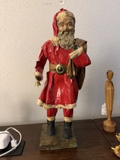 Vintage Folk Art Santa Claus Paper Mache Primitive Christmas Figure 15in tall
