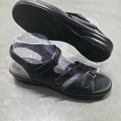 Sas Tripad Comfort Sandals Women 10 N Tabby Slingback Black Open Toe Hook & Loop
