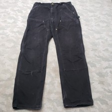 Vintage Carhartt Double Knee Pants Mens 36x34 Black B01 Workwear Made In USA