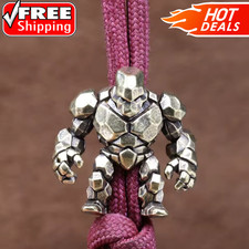 Stone Warrior Brass Knife Bead EDC Paracord Lanyard DIY Outdoor Charm Pendant