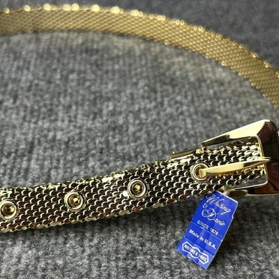 Vintage Whiting Davis slinky gold metal mesh skinny belt XL fits 33”-37” NWT Vintage Whiting Davis slinky gold metal mesh skinny belt XL  main image 2