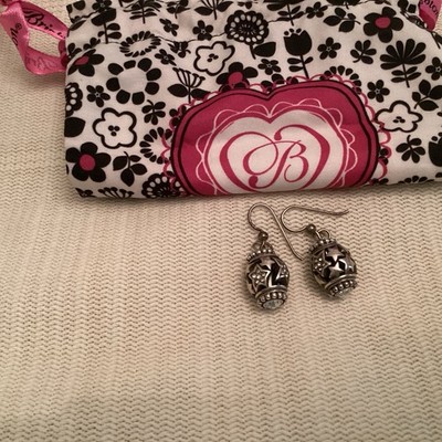 Brighton 1.5 Inch Shimmering Star French Wire Earrings Silver Tone Crystal Accen