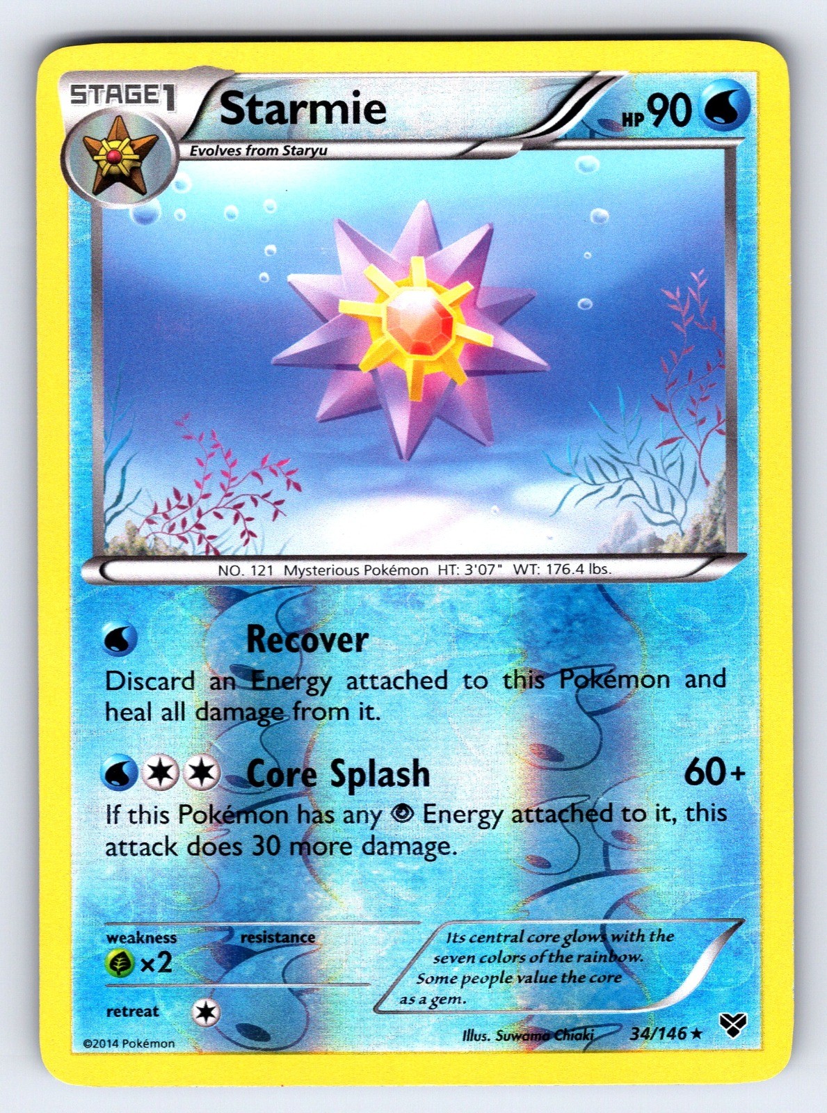 Starmie 34/146 XY Base Set Reverse Holo Rare Pokemon TCG MP