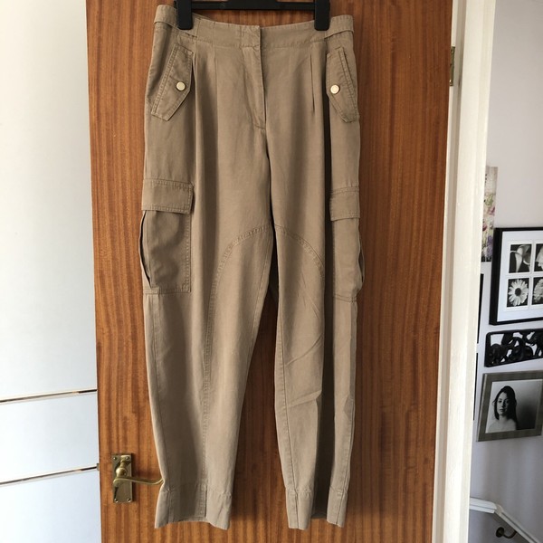ME+EM Ladies Cotton Tan Barrel Leg Cargo Utility Combat Work Autumn Trousers 8