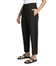NWT Kirkland Signature Women's L Ankle Pants Black Pull on Ribbed Panel G2234