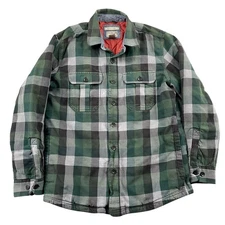 L.L. Bean Shacket Mens Medium Primaloft Lined Slightly Fitted Plaid Green Shirt