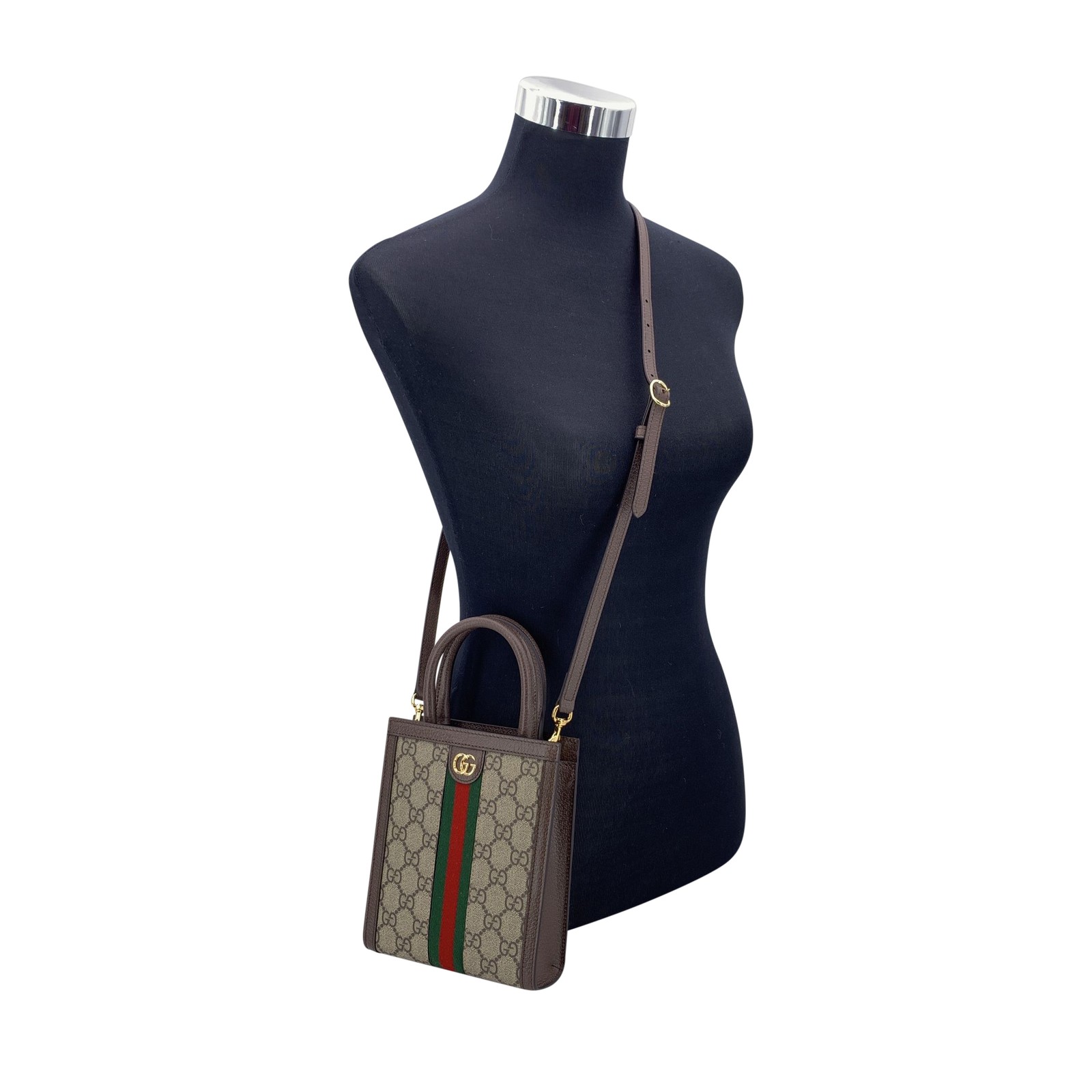 Authentic Gucci Brown Leather Monogram Ophidia Mi… - image 2