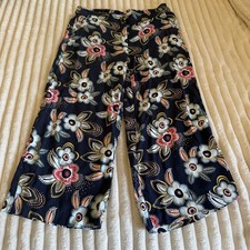 Loft Womens Wide Leg Ankle Pants Size 10 Blue Pink Floral Lightweight Rayon