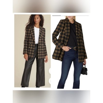 NWOT Veronica Beard Oria Cotton Black Plaid Dickey Jacket Blazer Size 2
