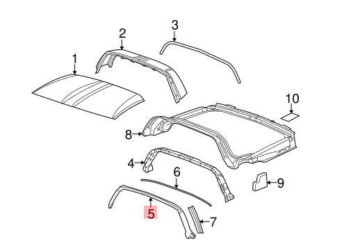 05-13 CHEVROLET CORVETTE C6 REAR TARGA ROOF LIFT WEATHERSTRIP RUBBER SEAL OEM