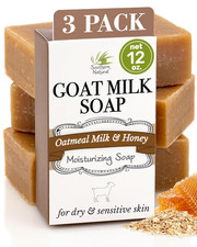 Southern Natural Goat Milk Soap Bar - Oatmeal Milk Honey 3 Pack - for Dry Sens