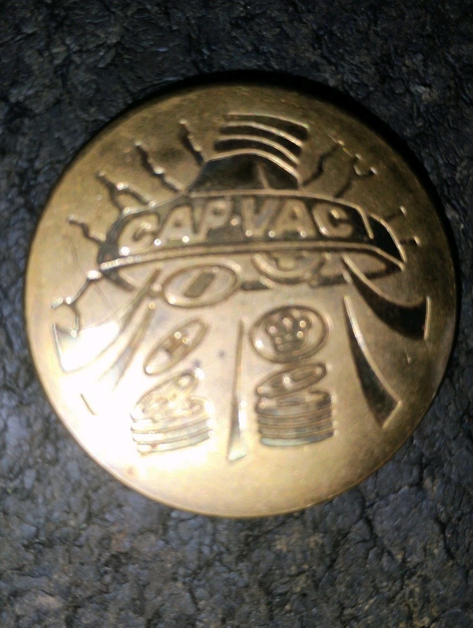 1994 SLAMMER WHAMMERS! MONDO METAL IMPERIAL CAP VAC POG BRASS MEDAL COIN TOKEN