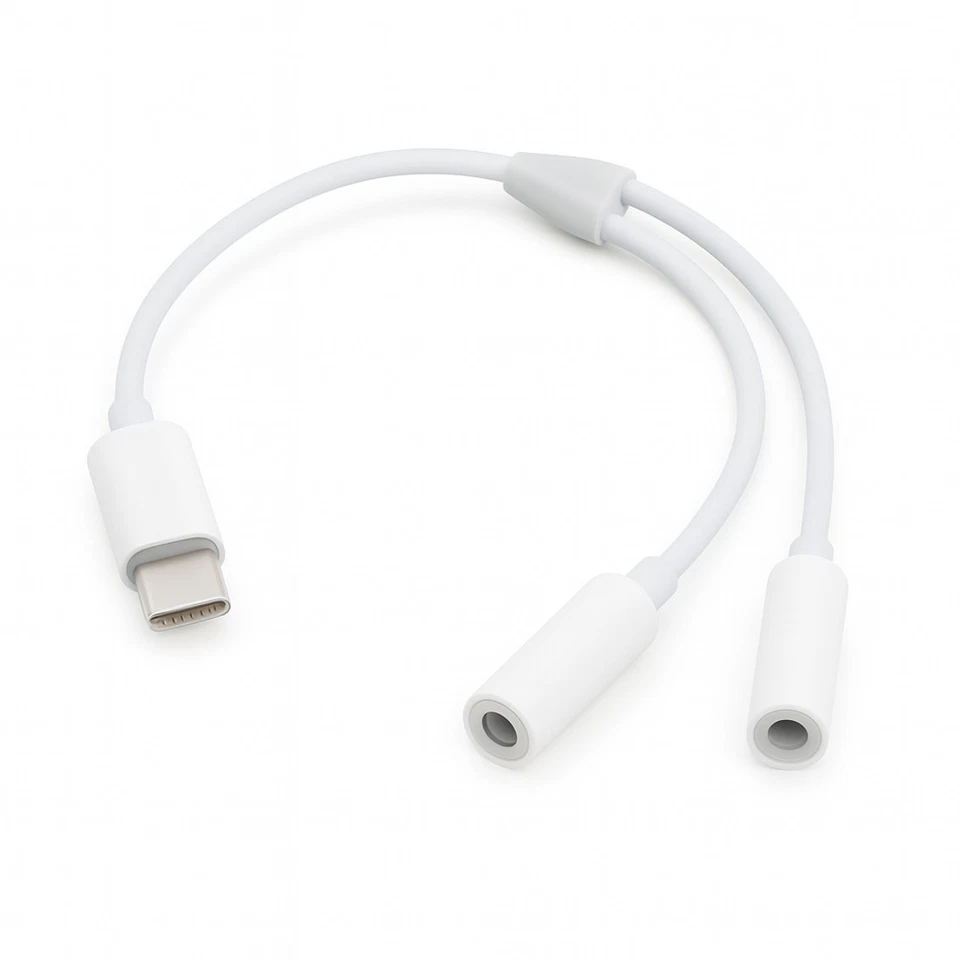 P05 USB Type-C auf 2x 3,5mm Klinken Buchse Audio Adapter Kopfhörer Aux Splitter - Bild 3 von 4