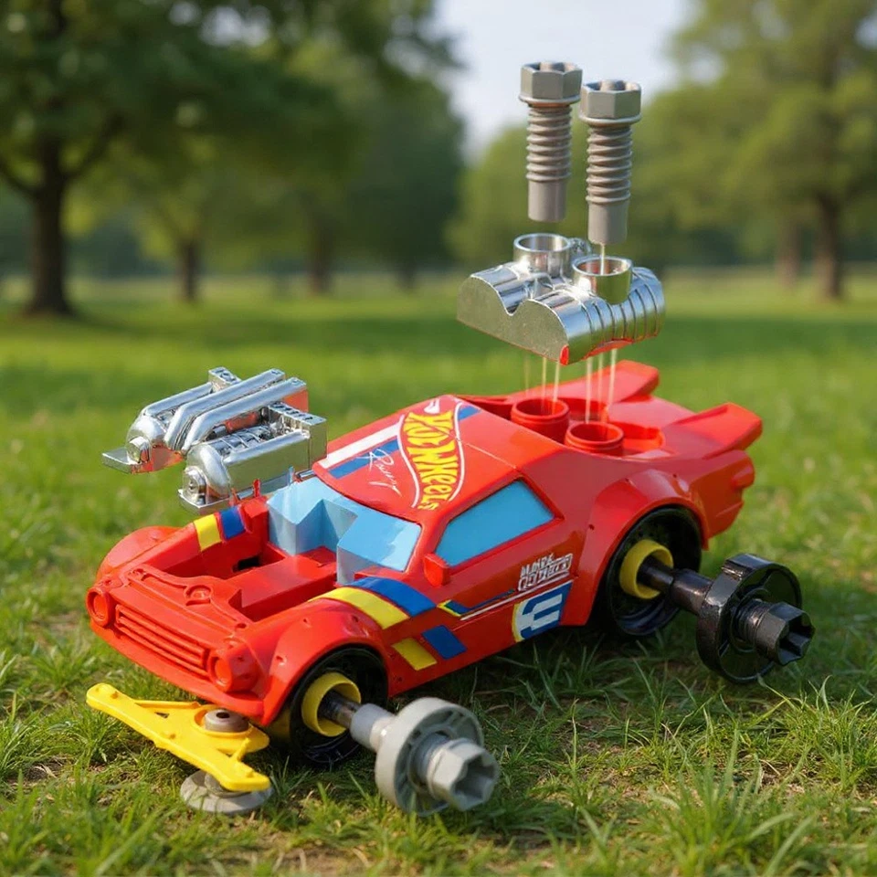 Hot Wheels Ready to Race Car Builder Toy Set 29pcs Creative Kids Vehicle - Image 2 of 4