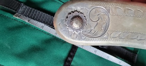 *VOGT* STERLING Silver Western Saddle Cantle Plate Collectible w Conchos BOLTS - Bild 11 von 19