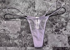 NWT VICTORIA'S SECRET PINK LAVENDER MESH DOUBLE STRAPPY SIDE TINY THONG PANTIES