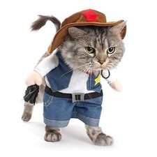 Halloween Costume Cat Small Dog, Funny Cowboy Hat Suit Large Pet Apparel Decor