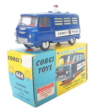 Corgi Toys England 1:48 COMMER POLICE VAN Batt. Op. #464 Blue C-7+ NMIB`67 RARE!