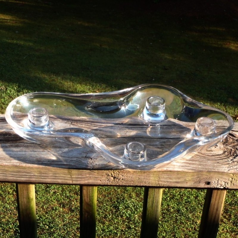 Rare 1948 Eva Lisa Swanson Design Tiffin Glass BIOMORPHIC 4 Candle Float BOWL NR