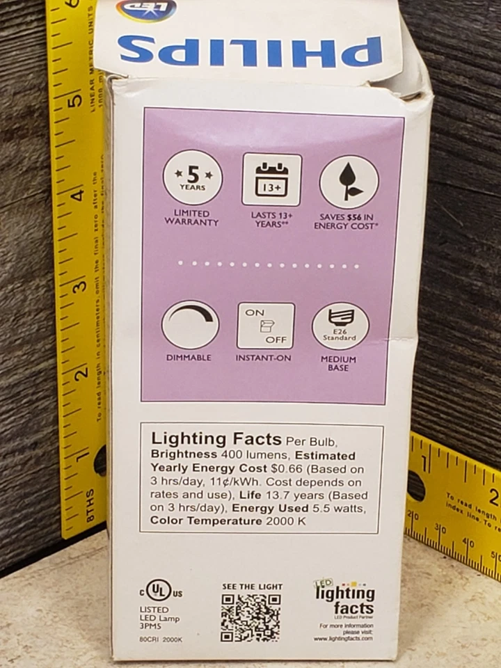 40 Watt 40w Phillips ST19 LED Dimmable Soft White Light Bulb 400Lmn - Image 4 of 4