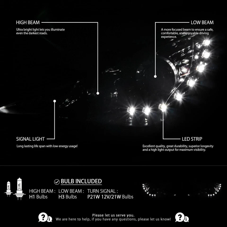 For 2011 2012 2013 2014 Hyundai Sonata LED Projector Headlights Dark Black - Image 2 of 4