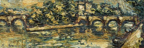 Expressionist Bridge IN Paris France Oil Painting 76x34cm - Picture 4 of 13
