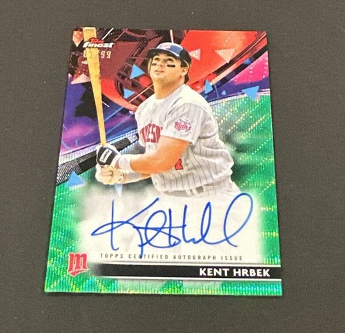 2021 TOPPS FINEST KENT HRBEK GREEN WAVE REFRACTOR AUTO SP #’d 81/99! - Picture 5 of 8