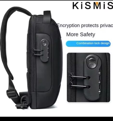 Mens Chest Bag Waterproof Crossbody Shoulder Travel Bag With anti -Theft USB - Picture 3 of 10